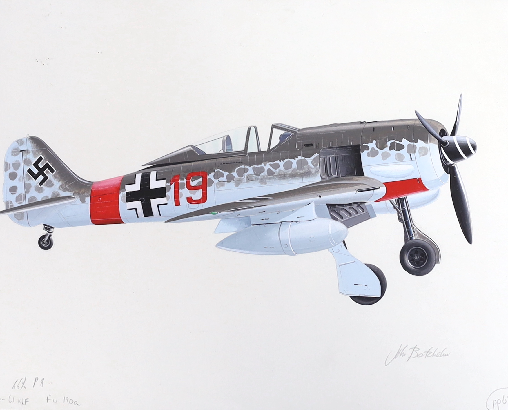 John Henry Batchelor MBE (1936-2019), Civil and military aviation including Spitfire IX, 611Sqd 1942, gouache and watercolour on paper (6), largest 49 x 33cm, Please note this lot attracts an additional import tax of 5%